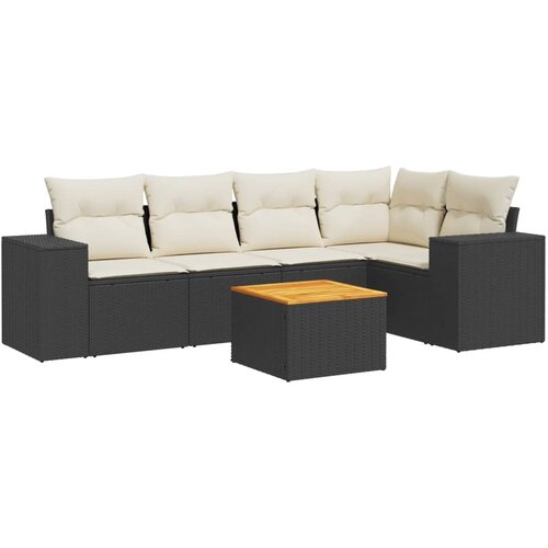  6-dijelni set vrtnih sofa s jastucima crni od poliratana Crna 234 x 124 x 69 cm Slike
