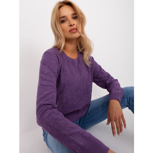 Fashion Hunters Purple classic sweater with hems Slike
