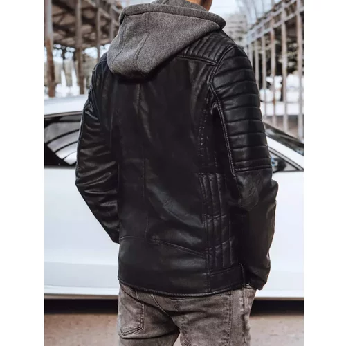 DStreet Black men's leather jacket TX4244
