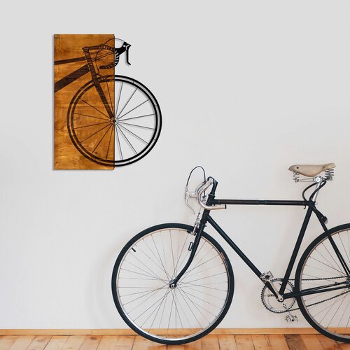 bisiklet walnut black decorative wooden wall accessory Slike