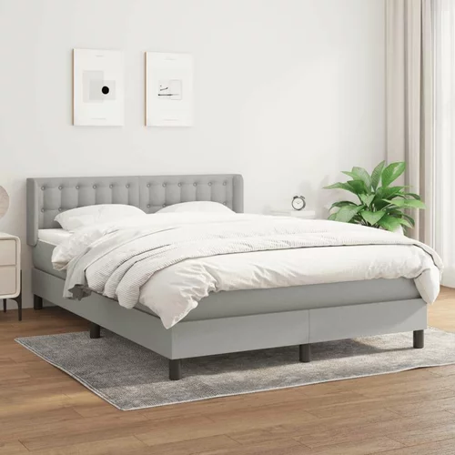  Box spring postelja z vzmetnico svetlo siva 140x200 cm blago, (20726810)