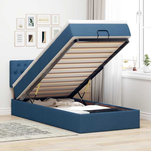  Otomanski krevet s madracem i LED plavi 90x200 cm tkanine Cijene