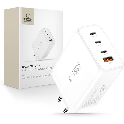 TECH-PROTECT NC240W-GAN PD 240W STENSKI POLNILEC ZA TELEFONE QC3.0, BEL, (5000337495) Slike