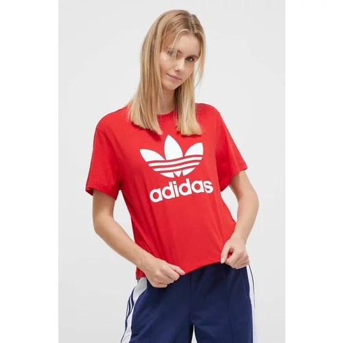 Adidas Kratka majica ženski, rdeča barva