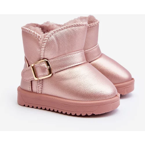 Kesi Children's eco leather snow boots with belt, pink Orinor