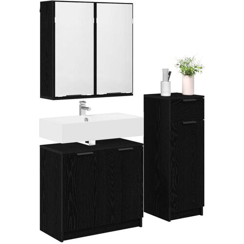  Set namje&amp;scaron;taja za kupaonicu 3 pcs Crni hrast Konstruirano drvo Slike