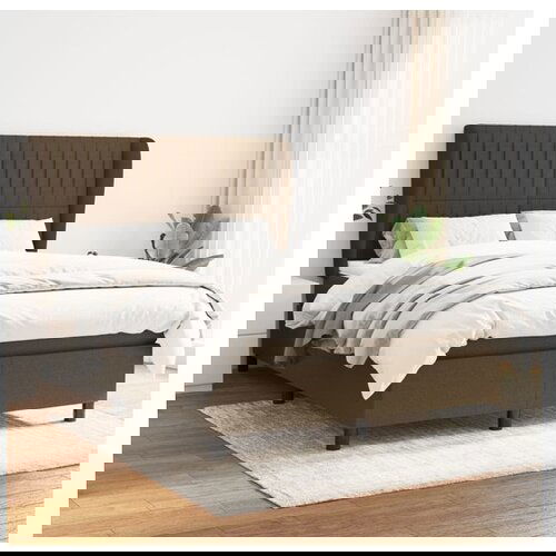 VidaXL Krevet s oprugama i madracem tamnosmeđi 140 x 190 cm od tkanine Slike