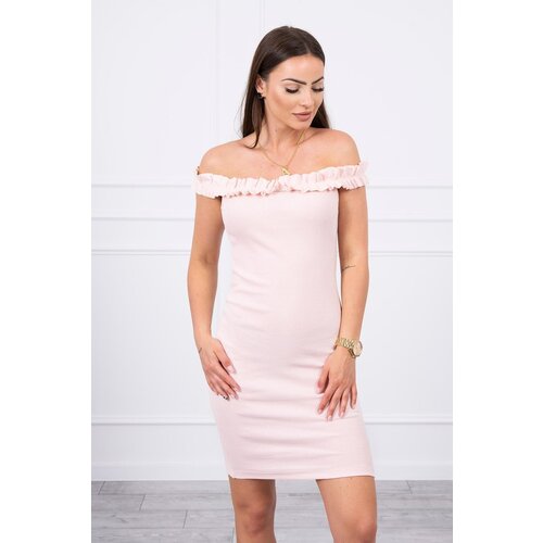 Kesi Shoulder dress with frills powder pink Slike