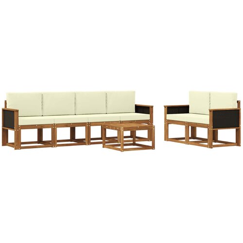 vidaXL Zunanja garnitura za sedenje z blazino 6 pcs Naravna in smetana, (5000282405) Cene
