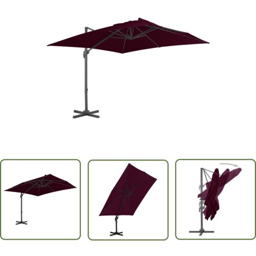  The Living Store Vrtni senčnik z aluminijastim drogom bordo rdeč 300x300 cm - Previsni Senčnik, (21742342) Cene