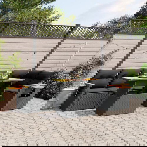 vidaXL 6-dijelni set vrtnih sofa s jastucima crni od poliratana Cijene