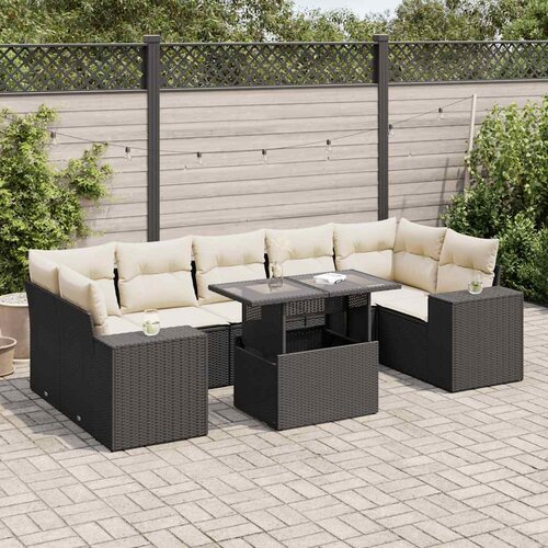 vidaXL 8-dijelni set vrtnih sofa od poliratana s jastucima crni Cijene