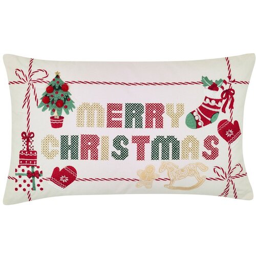 Catherine Lansfield Pamučan ukrasni jastuk s božićnim motivom 30x50 cm Merry Christmas Cross Stitch &amp;ndash; Slike