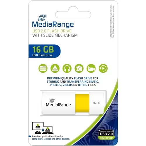 USB ključ 16gb mediarange 2.0 rumen mr972 MEDIARANGE