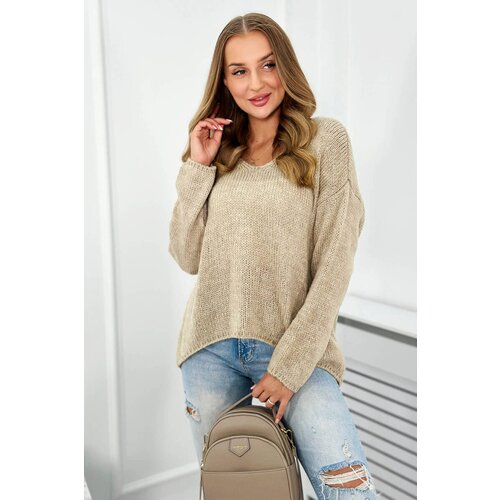 Kesi Sweater with mohair oversize dark beige Slike