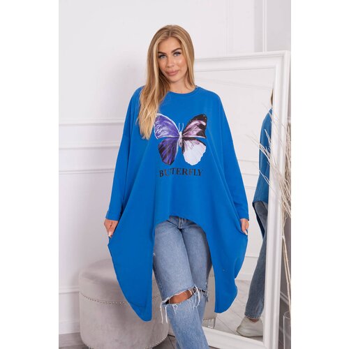 Kesi Blouse with oversize print purple blue Slike