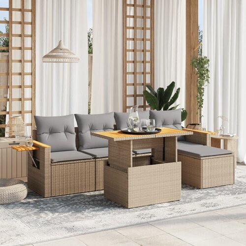 VidaXL 6-dijelni set vrtnih sofa s jastucima bež od poliratana Slike