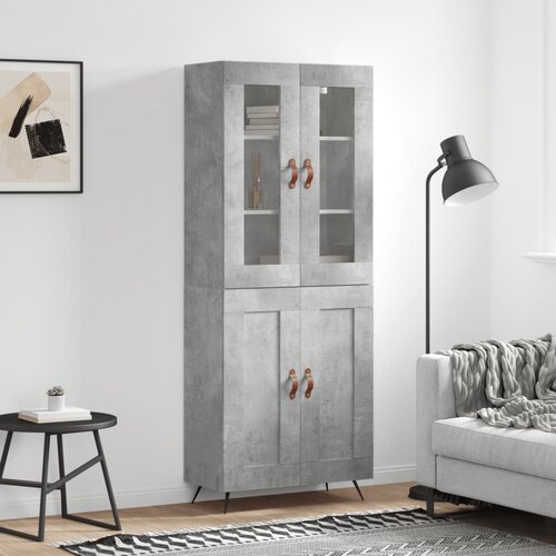 vidaXL Visoka komoda betonsko siva 69,5x34x180 cm inženirski les Cene