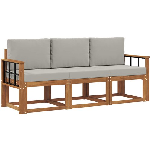  Set vanjskih sofa 3 kom. Prirodna i svijetlo siva Slike