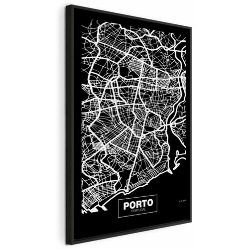  Slika - Negative Map: Porto (1 Part) Vertical 40x60 U crnom drvenom okviru Cijene