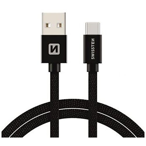 Swissten data kabl tekstil USB na tip C 3m crni Slike