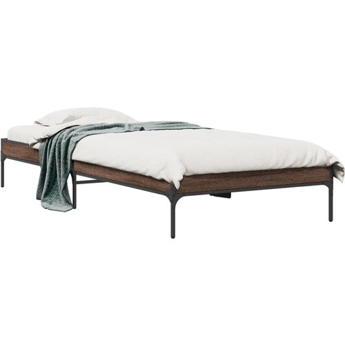 VidaXL Okvir za krevet smeđi hrast 90x200 cm konstruirano drvo i metal Slike