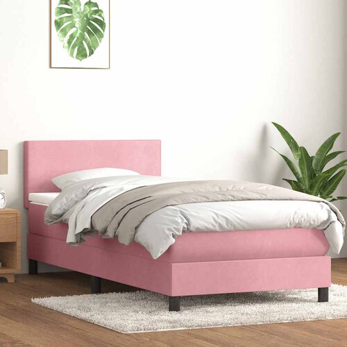 Box Spring krevet s madracem ružičasti 90x210 cm samt Slike