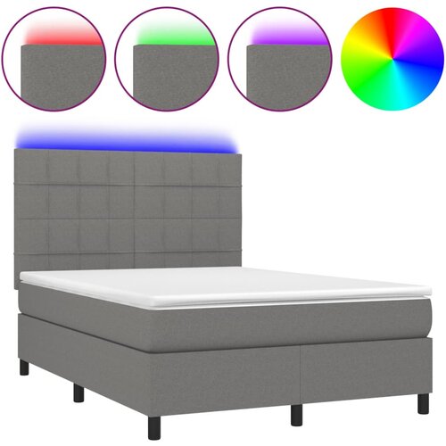 Maison Chic Box spring postelja - Vzmetna postelja z vzmetnico LED temno siva 140x190 cm blago SL9572, (21903829) Cene