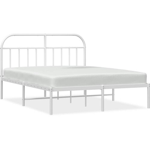  Metalni okvir za krevet s uzglavljem bijeli 150x200 cm Slike