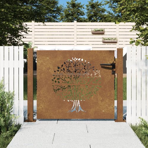vidaXL Vrtna vrata 105 x 80 cm od čelika COR-TEN s uzorkom stabla Cijene