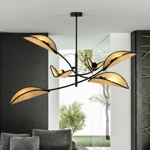  Luster na &amp;scaron;ipci LOTUS 6xE14/10W/230V crna/bež Slike