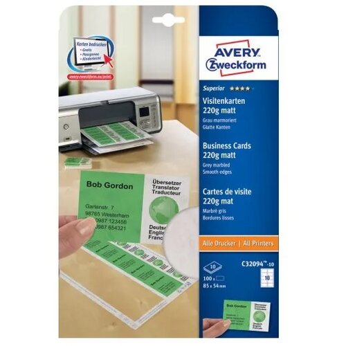 Avery Zweckform Vizitke 85 x 54 mm, 220 g/m&amp;sup2; Slike