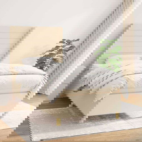  Box spring postelja z vzmetnico krem 80x200 cm blago, (20895121) Cene