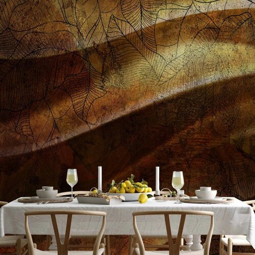  Foto tapeta - Liquid gold - abstract wavy composition with leaf patterns 250x175 Cene