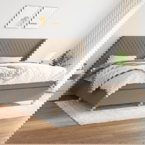 VidaXL Box spring postelja z vzmetnico taupe 160x200 cm blago Slike