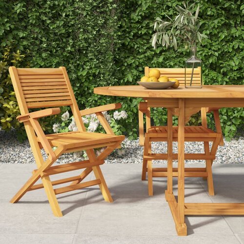 vidaXL Zložljiv vrtni stol 2 kosa 55x62x90 cm trdna tikovina Cene