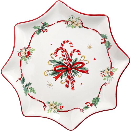 Tognana Tanjir za panetone Candy Stick Christmas Mistletoe Festival, 31 cm, &amp;Scaron;areni Slike