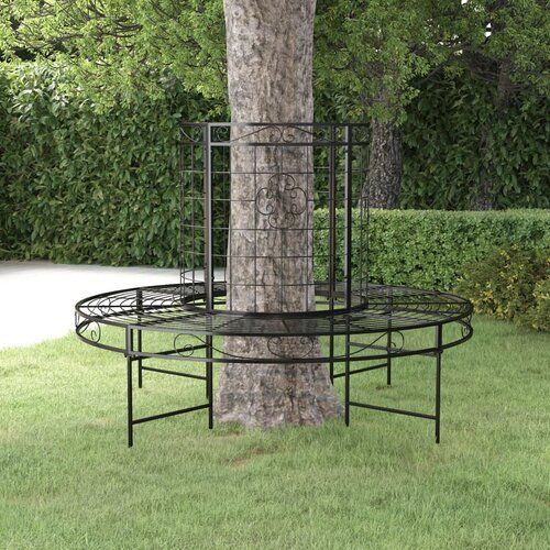VidaXL Okrogla klop za okrog drevesa &amp;Oslash;137 cm črno jeklo Slike