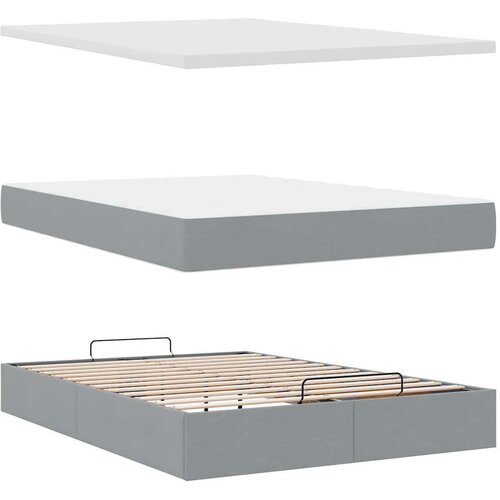 VidaXL Otomanski krevet s madracem svijetlosivi 140x190 cm od tkanine Slike