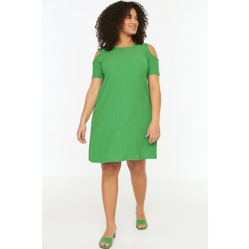 Trendyol ženska haljina Curve Green Cutout Detailed Knitted Slike