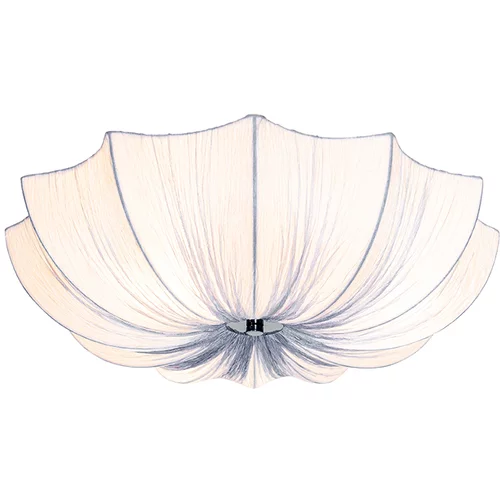QAZQA Design stropna svetilka siva svila 52 cm 3-light - Plu