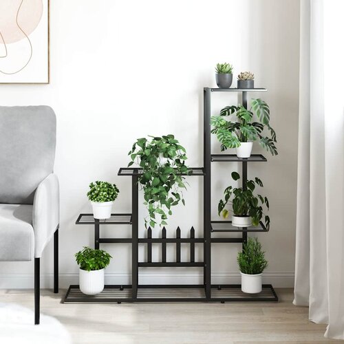  Stalak za cvijeće 94,5 x 25 x 88 cm crni metalni Slike