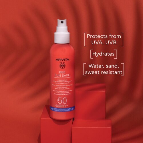 Apivita Bee Sun Safe Hydra Melting Ultra-Light za&amp;scaron;titno mlijeko za sunčanje u spreju SPF 50 200 ml Slike
