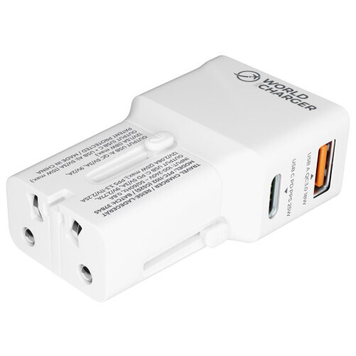 Prio svetovni adapter Quick Charge 25W izhod USB in Type C- Original (EU Blister) bel Cene