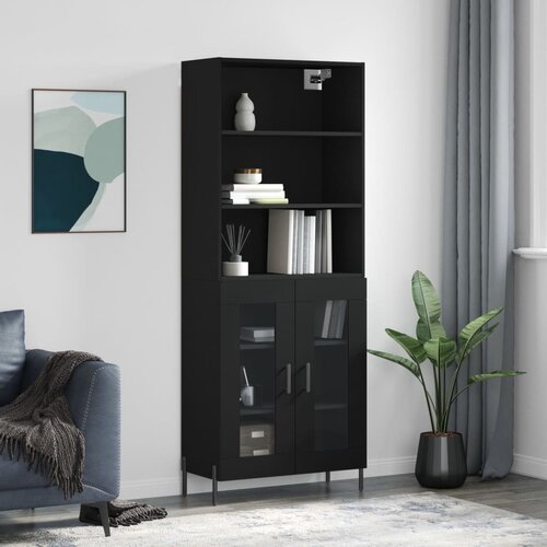 The Living Store Visoka komoda črna 69,5x34x180 cm inženirski les - Visoka Omara, (21436045) Slike