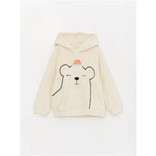 LC Waikiki Girls' Embroidered Long Sleeve Plush Hoodie