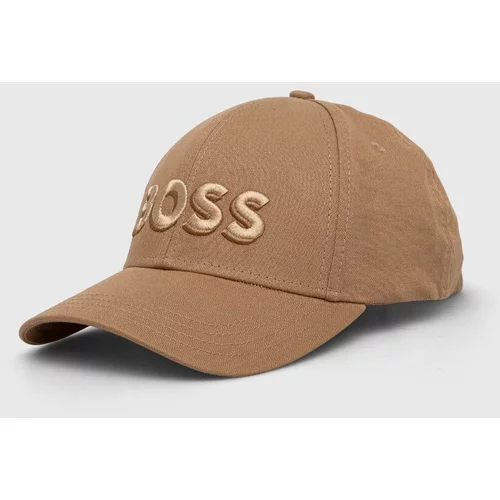 Boss Pamučna kapa sa šiltom boja: bež, s aplikacijom