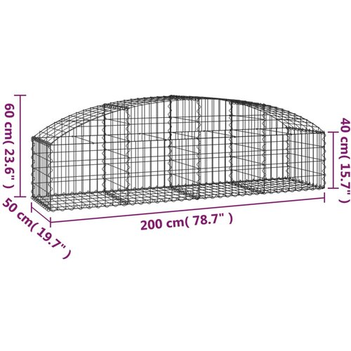  Gabionska ko&amp;scaron;ara s lukom 200x50x40/60 cm pocinčano željezo Slike