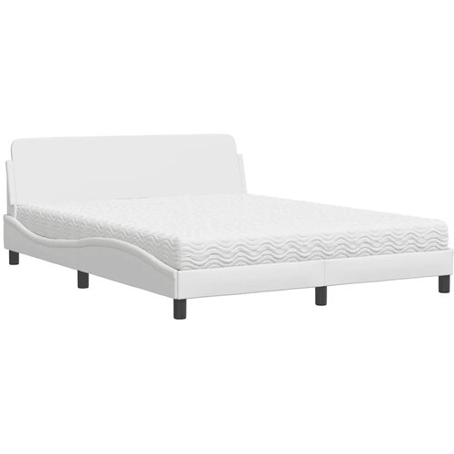  Krevet s madracem Dover bijeli 160x200 cm od umjetne kože Slike
