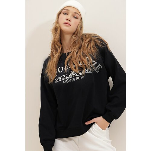 Trend Alaçatı Stili Sweatshirt - Black - Oversize Slike